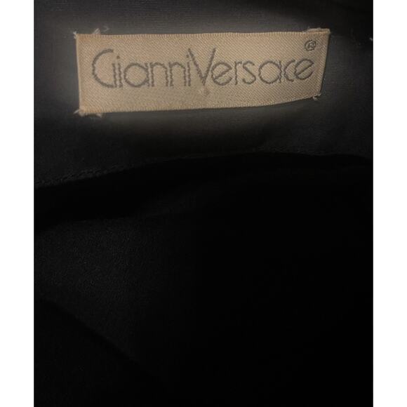 Gianni Versace Vtg 80s Women's 10 Navy Wool Pockets Veck Oversized Jacket EUC - Picture 3 of 5